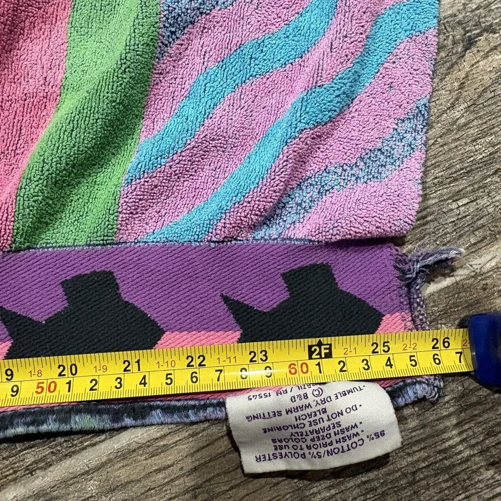 Vintage Royal Terry Beach Towel Tropical Fish Vibrant Colorful 26x59